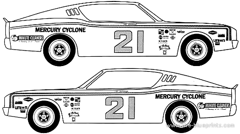 Mercury Cyclone Spoiler II NASCAR [Yarborough] (1969) - Меркури - чертежи, габариты, рисунки автомобиля